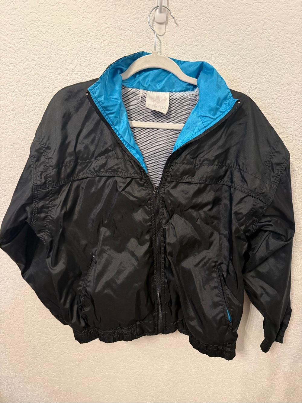 Vintage adidas Black Blue Windbreaker Jacket Men’s M 90s Retro Full Zip